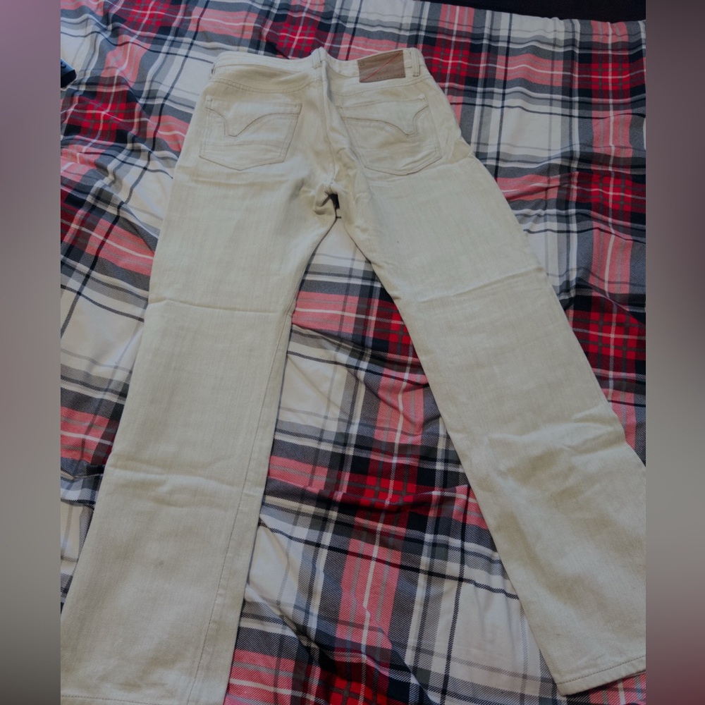 Elegant Cream Straight Leg Jeans